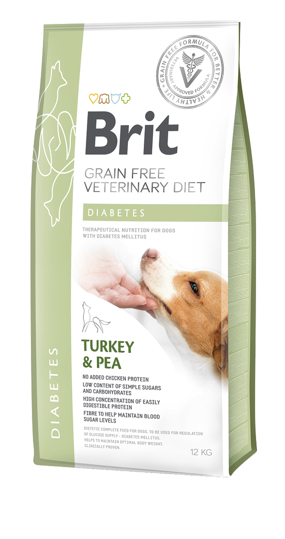 Brit Veterinary Diet Diyabet Rahatsızlığı Olan Köpekler İçin, Tahılsız, Hindi Etli Ve Bezelyeli Kuru Mama 12 kg 1
