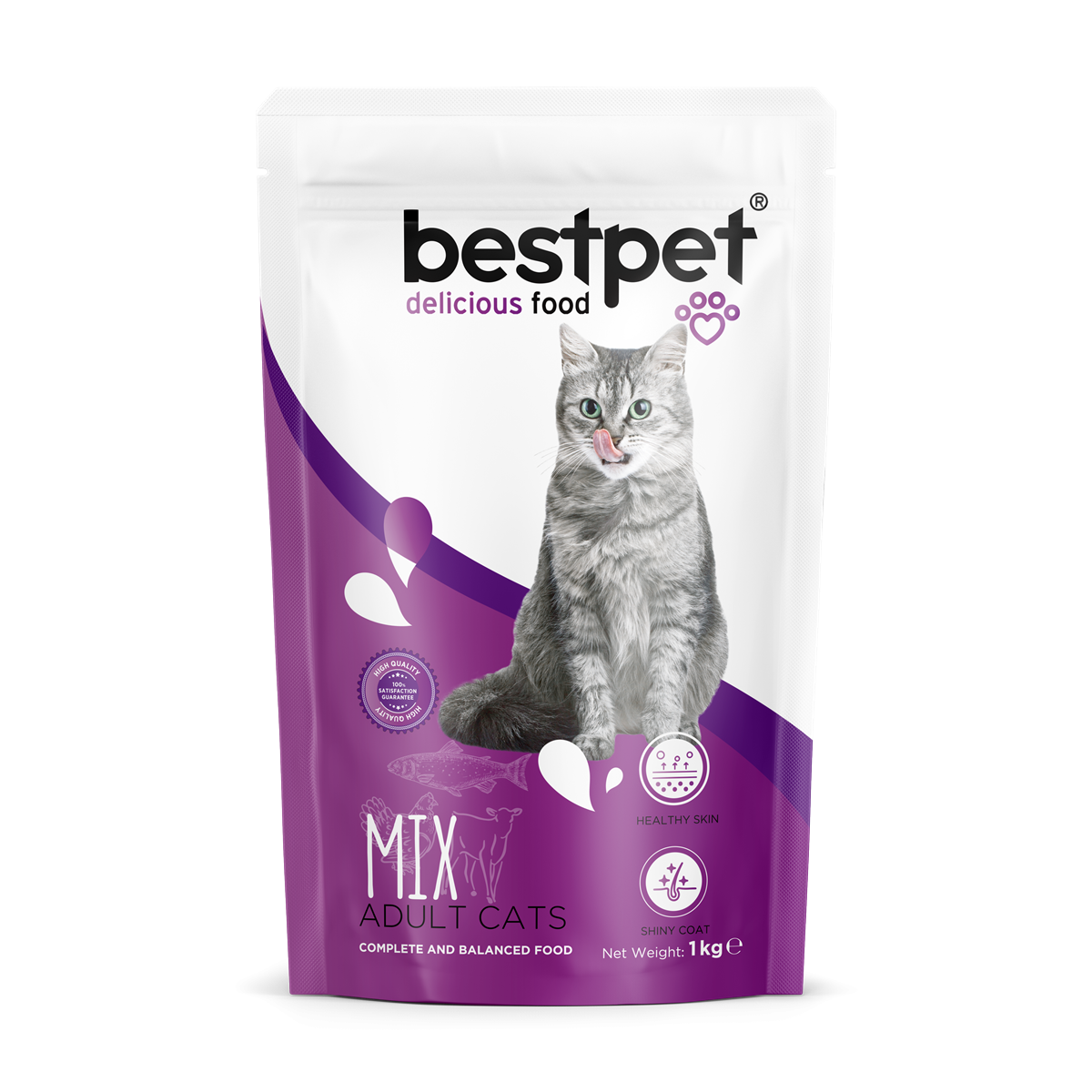 Bestpet Yetişkin Kediler İçin Mix Tavuk Etli, Kuzu Etli Ve Balıklı Kuru Mama 1 kg 1