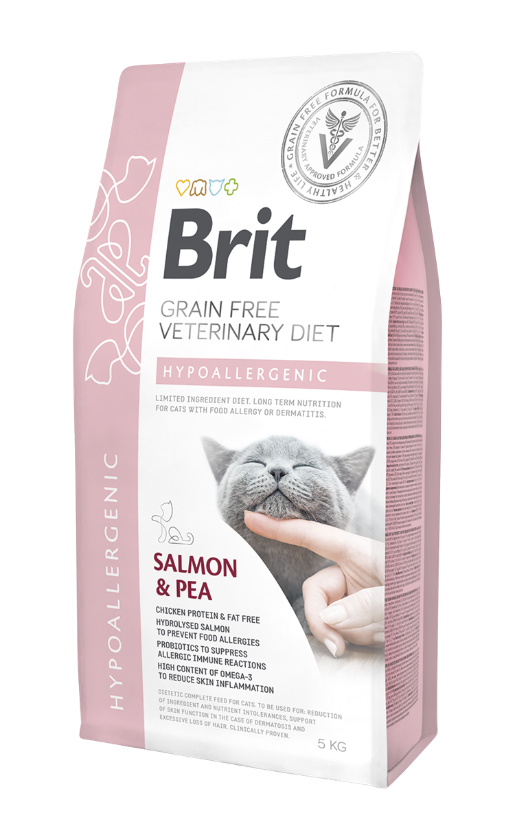 Brit Veterinary Diet Dermatitli Ve Gıda Alerji Rahatsızlıkları Olan Kediler İçin, Tahılsız, Hipoalerjenik Somon Balıklı Ve Bezelyeli Kuru Mama 5 kg 1