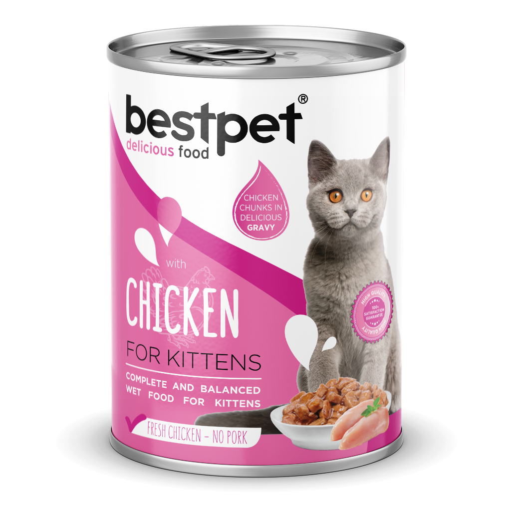 Bestpet Yavru Kediler İçin, Taze Tavuk Parça Etli Ve Soslu Yaş Mama 400 gr 1