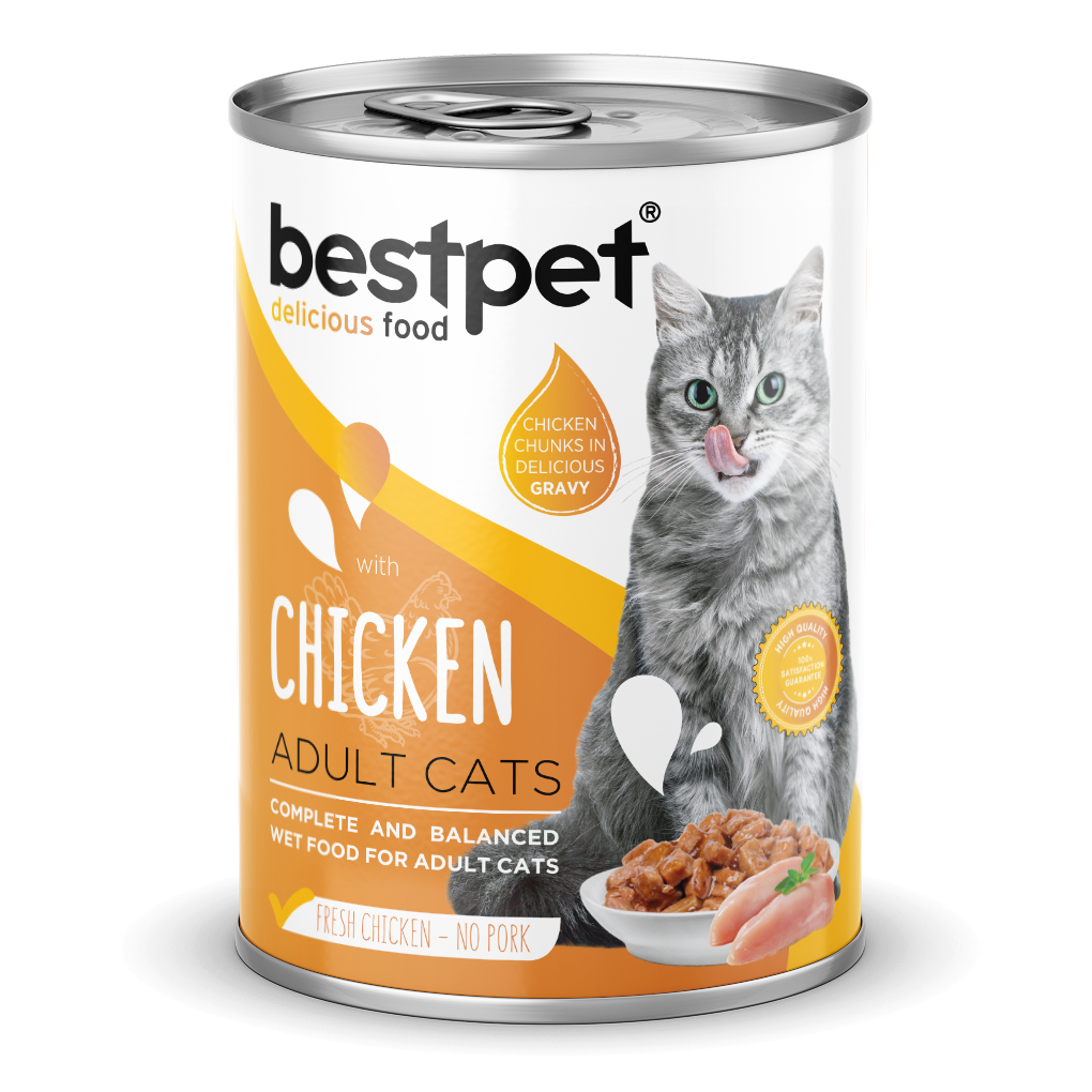 Bestpet Yetişkin Kediler İçin, Taze Tavuk Parça Etli Ve Soslu Yaş Mama 400 gr 1