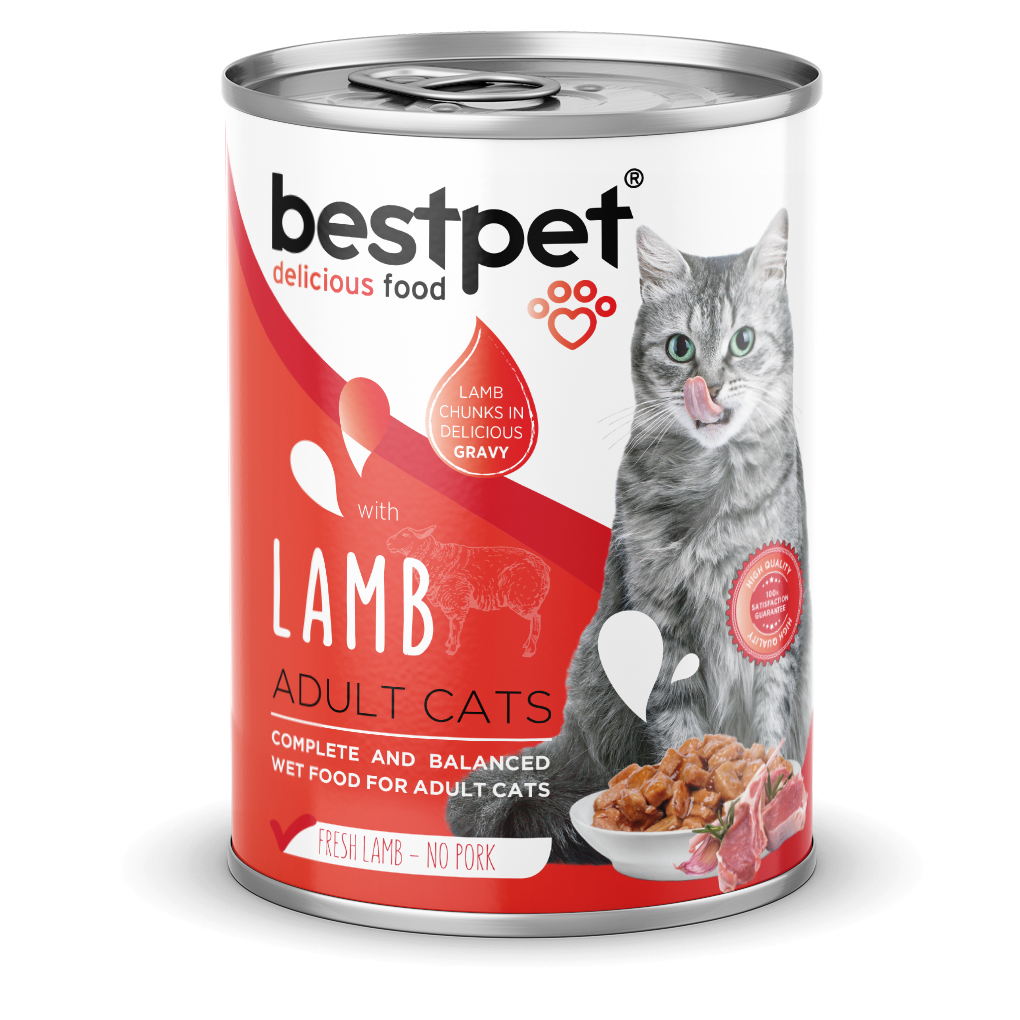 Bestpet Yetişkin Kediler İçin, Taze Kuzu Parça Etli Ve Soslu Yaş Mama 400 gr 1