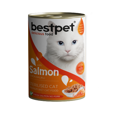 Bestpet Kısırlaştırılmış Kediler İçin, Taze Somon Parça Etli Ve Soslu Yaş Mama 400 gr 1