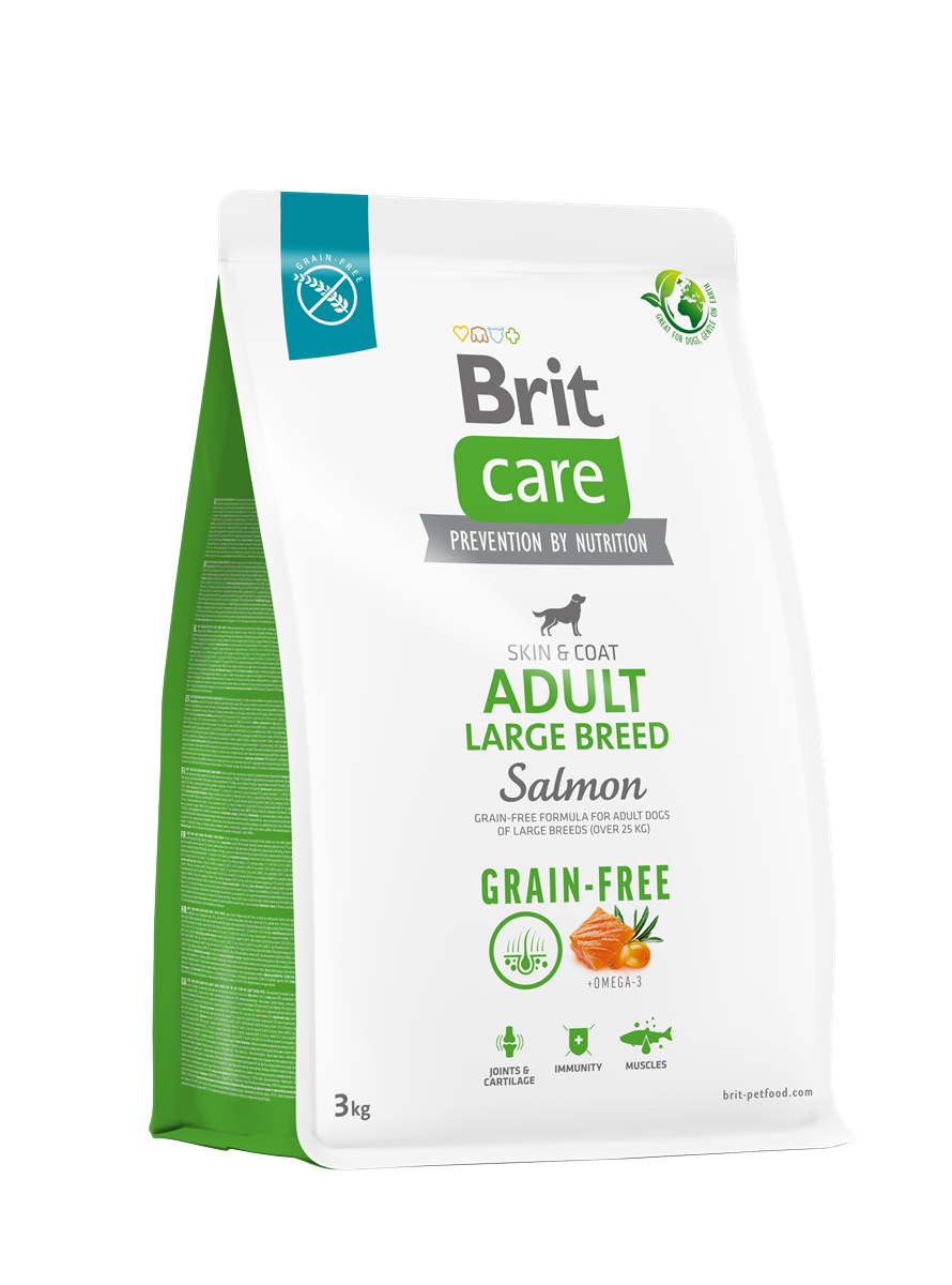 Brit Care Deri Ve Tüy Hassasiyeti Olan, Büyük Irk Yetişkin Köpekler İçin, Tahılsız, Somonlu Kuru Mama 3 kg 1