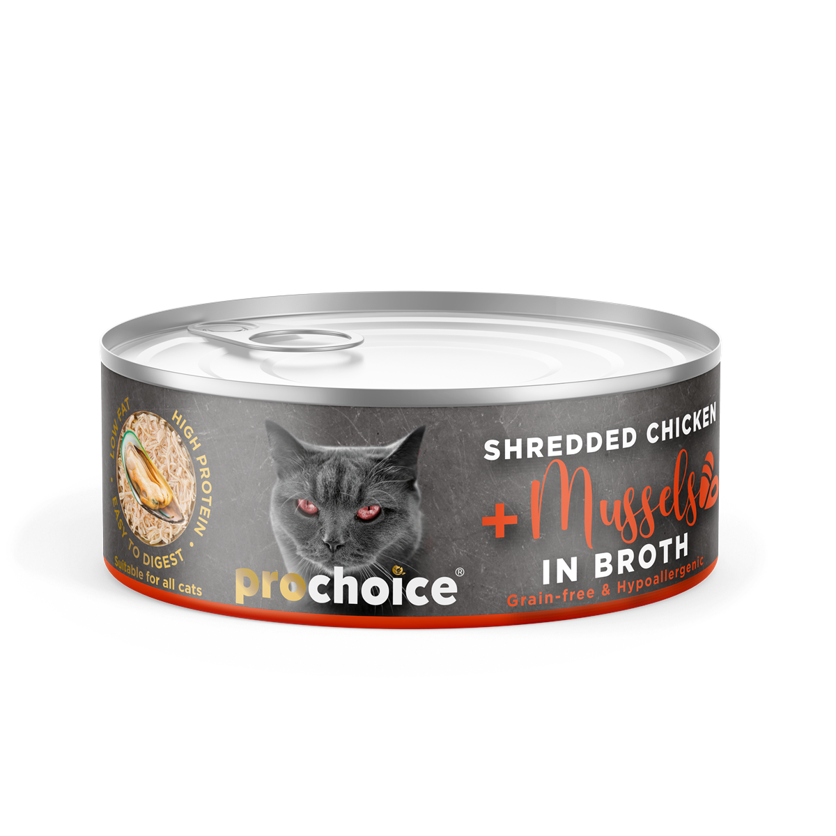 Prochoice Shredded, Tahılsız, Hipoalerjenik, Tiftiklenmiş Tavuk Etli Ve Midyeli Yaş Kedi Maması 70 gr 1