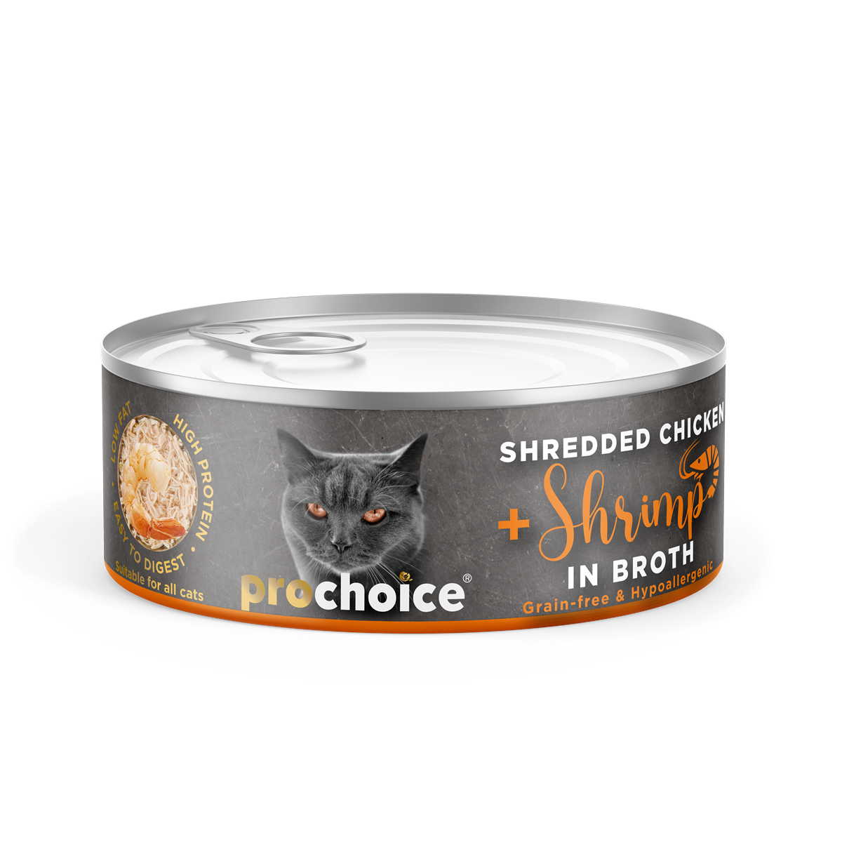Prochoice Shredded, Tahılsız, Hipoalerjenik, Tiftiklenmiş Tavuk Etli Ve Karidesli Yaş Kedi Maması 70 gr 1