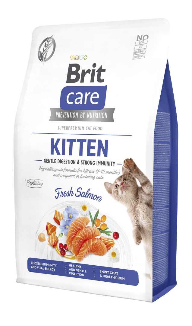 Brit Care Yavru Kediler İçin, Tahılsız, Hipoalerjenik, Taze Somonlu Kuru Mama 2 kg 1