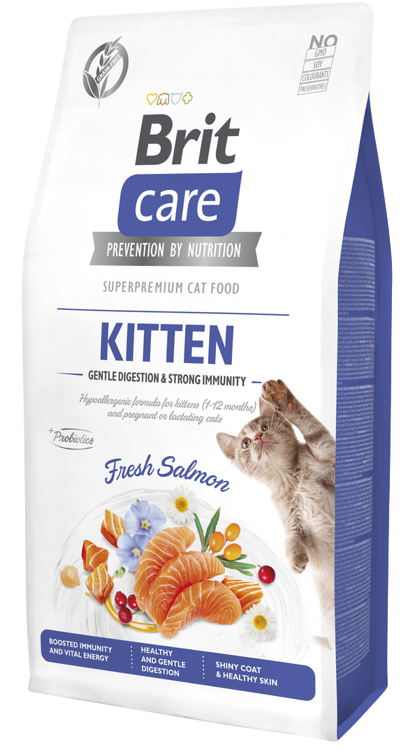 Brit Care Yavru Kediler İçin, Tahılsız, Hipoalerjenik, Taze Somonlu Kuru Mama 7 kg 1