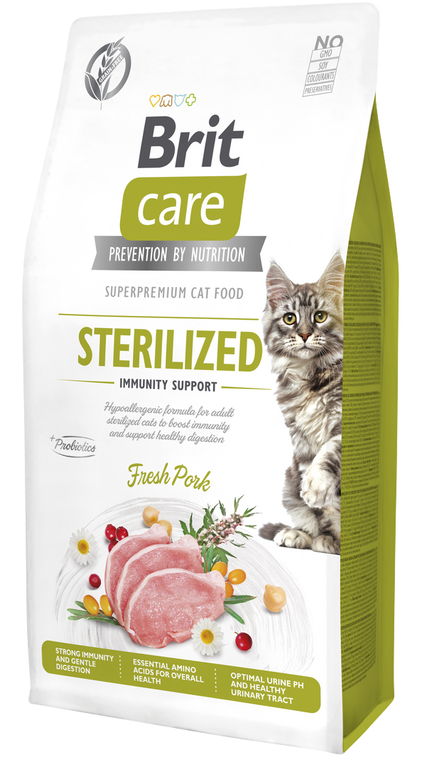 Brit Care Kısırlaştırılmış Kediler İçin, Tahılsız, Hipoalerjenik, Domuz Etli Kuru Mama 7 kg 1