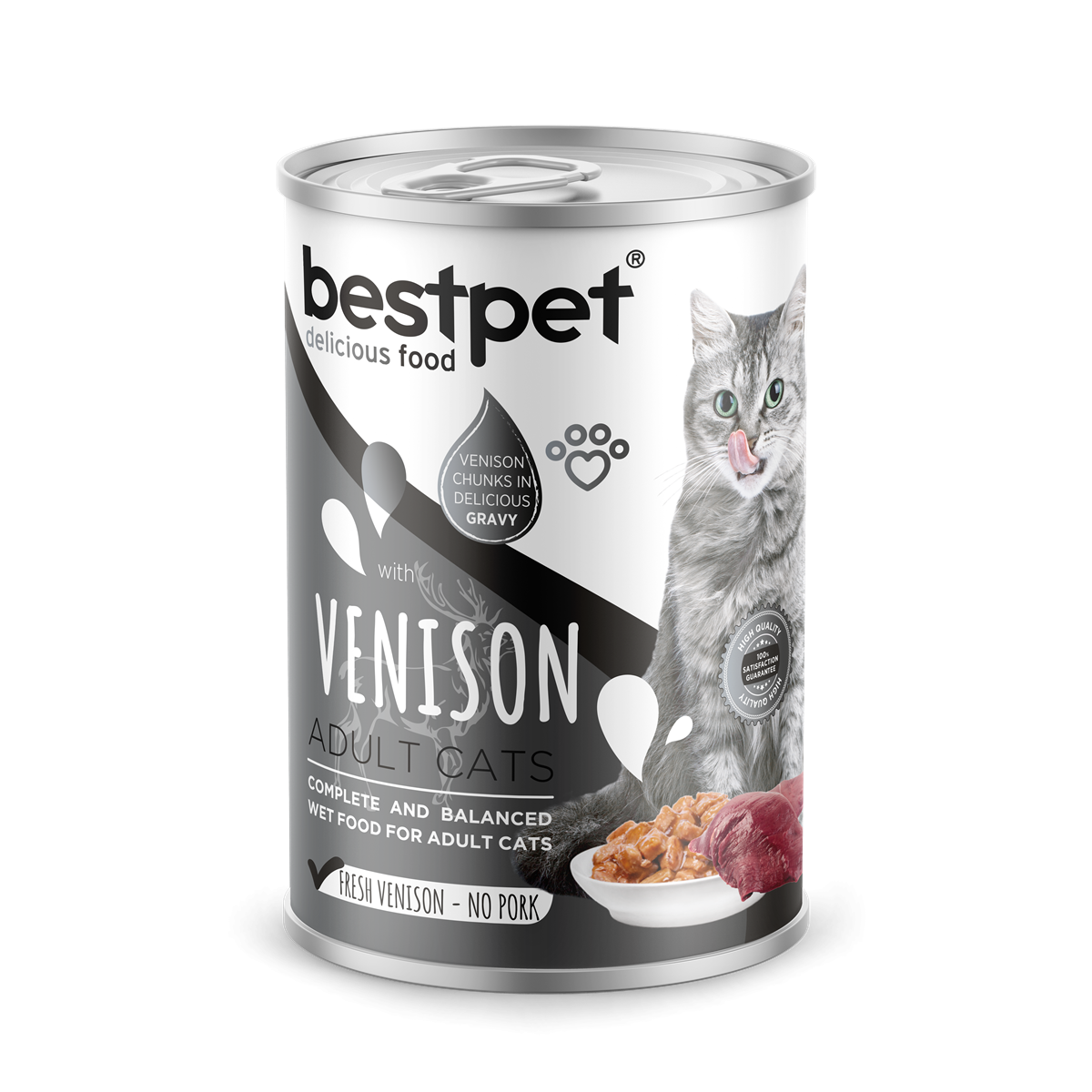 Bestpet Yetişkin Kediler İçin, Taze Geyik Parça Etli Ve Soslu Yaş Mama 400 gr 1