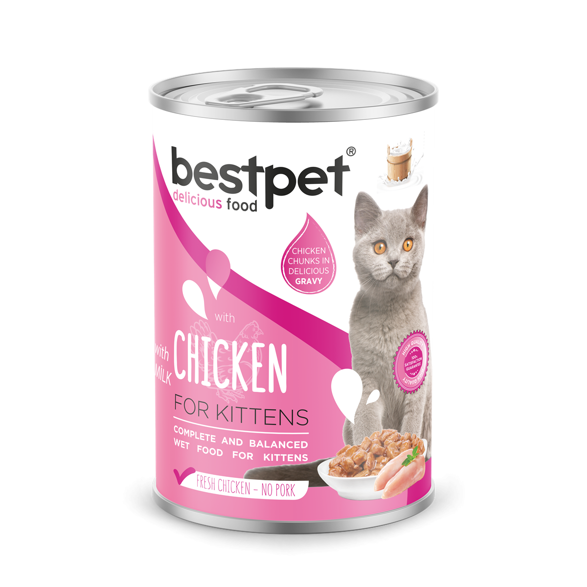 Bestpet Yavru Kediler İçin, Taze Tavuk Parça Etli Ve Sütlü Yaş Mama 400 gr 1