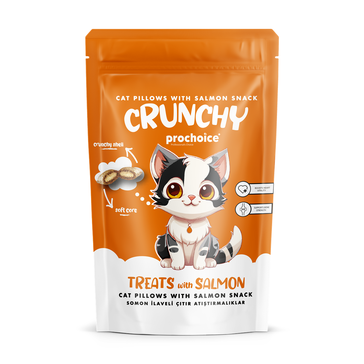 Prochoice Crunchy Salmon, Kediler için Somon Balığı İlaveli Çıtır Atıştırmalık 60gr 1
