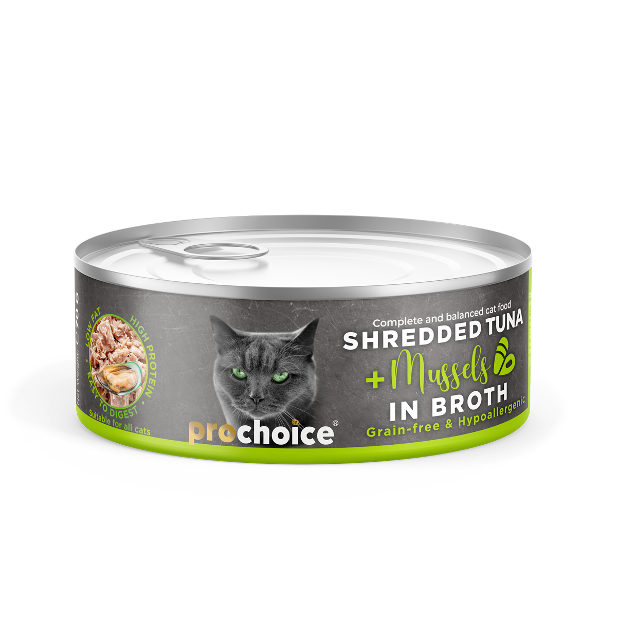 Prochoice Tahılsız, Hipoalerjenik, Tiftiklenmiş Tuna Balıklı & Midyeli Yaş Kedi Maması 70 gr 1