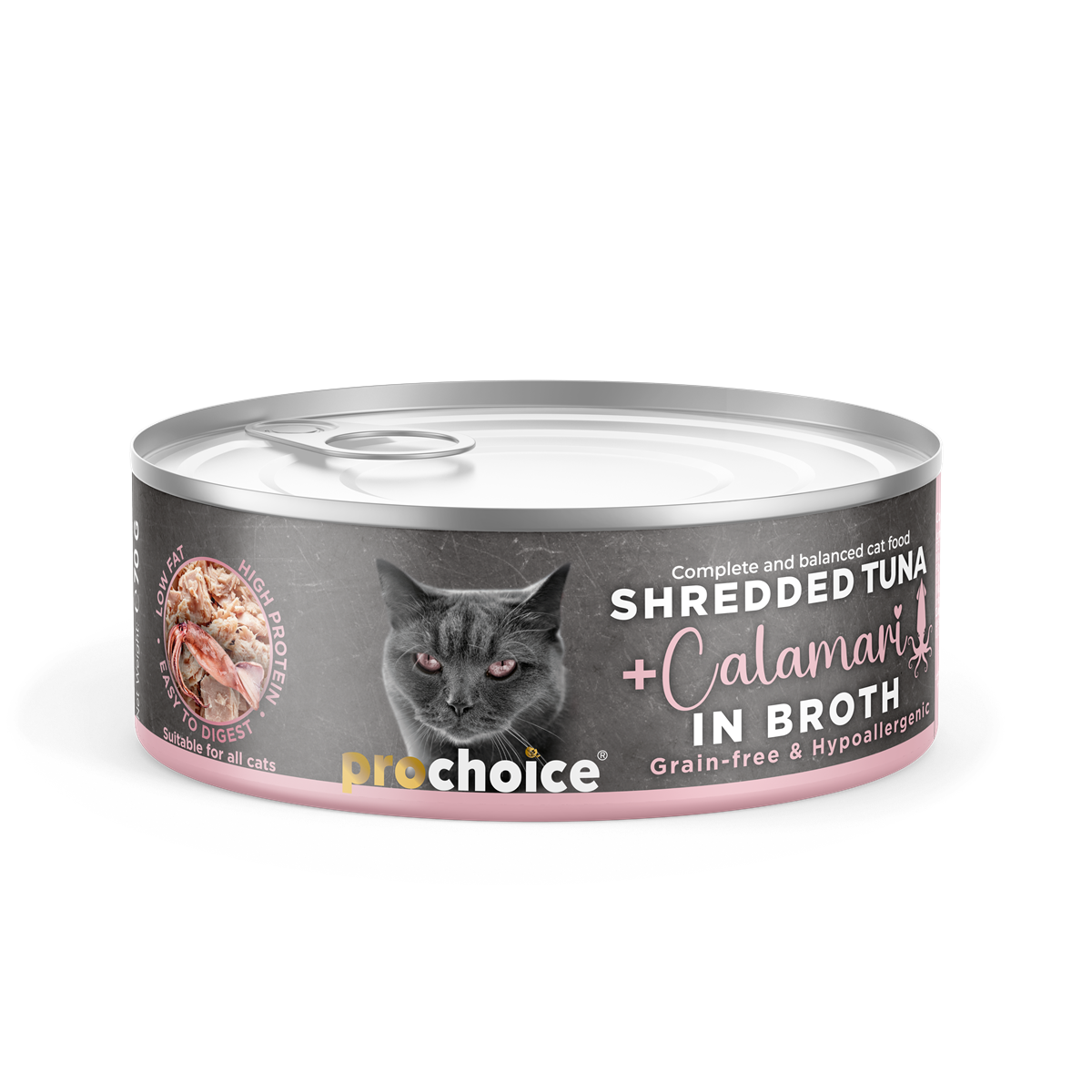 Prochoice Tahılsız, Hipoalerjenik, Tiftiklenmiş Tuna Balıklı & Kalamarlı Yaş Kedi Maması 70 gr 1