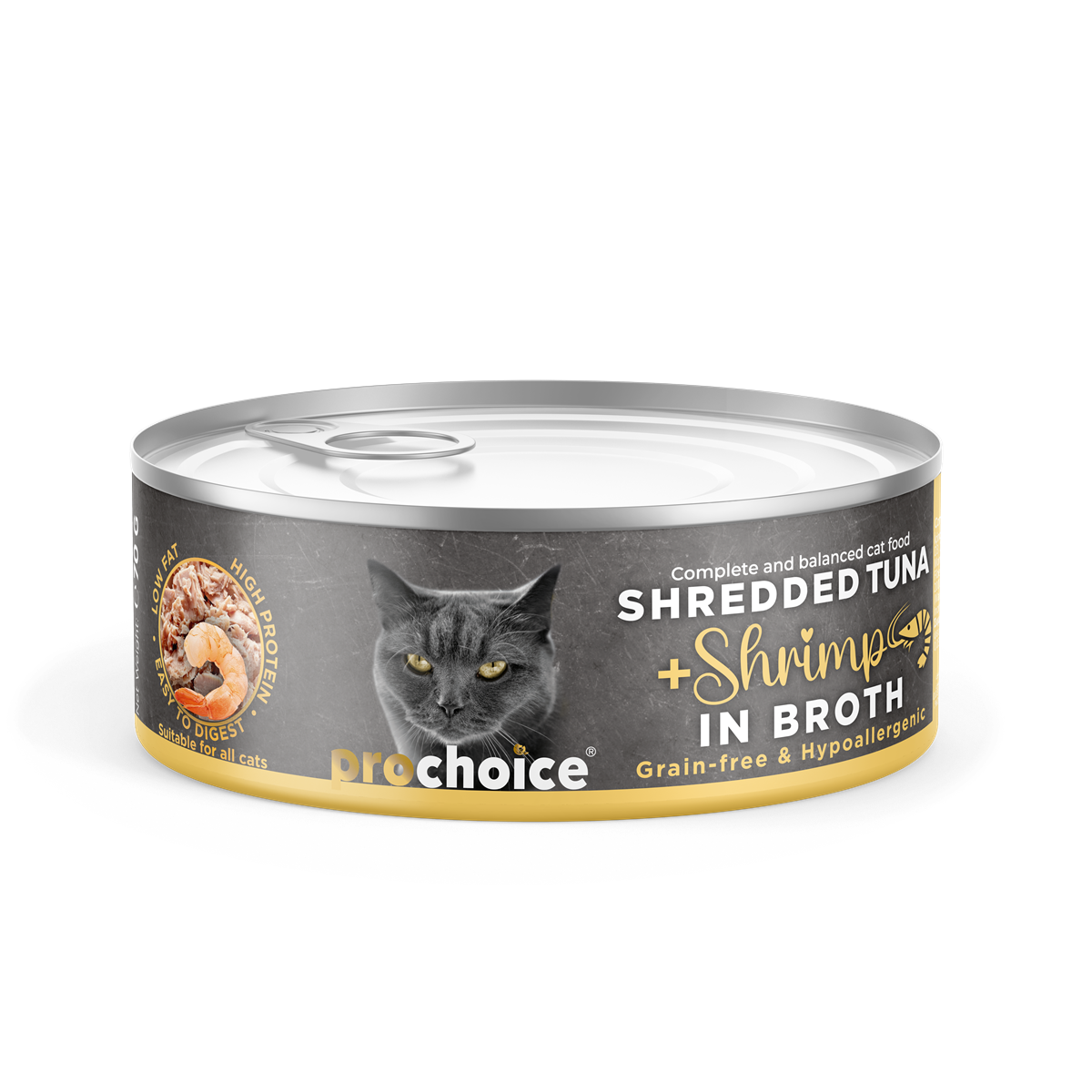 Prochoice Tahılsız, Hipoalerjenik, Tiftiklenmiş Tuna Balıklı & Karidesli Yaş Kedi Maması 70 gr 1