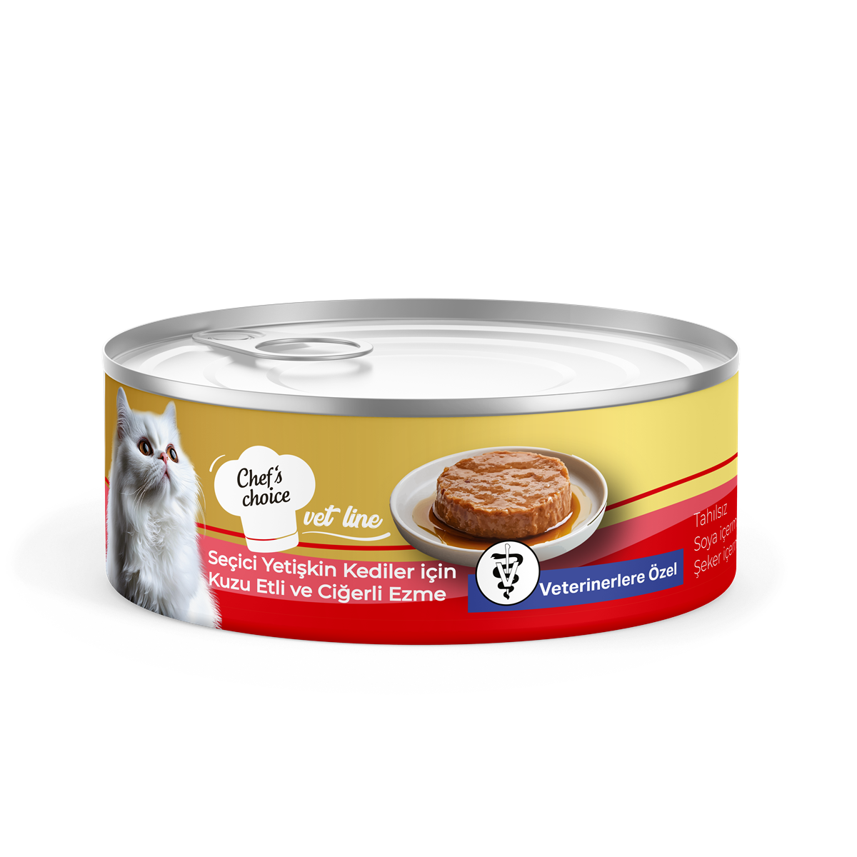 Chefs Choice Vet Line Yetişkin Kediler için Kuzu Etli & Ciğerli Ezme Yaş Mama 80 gr 1