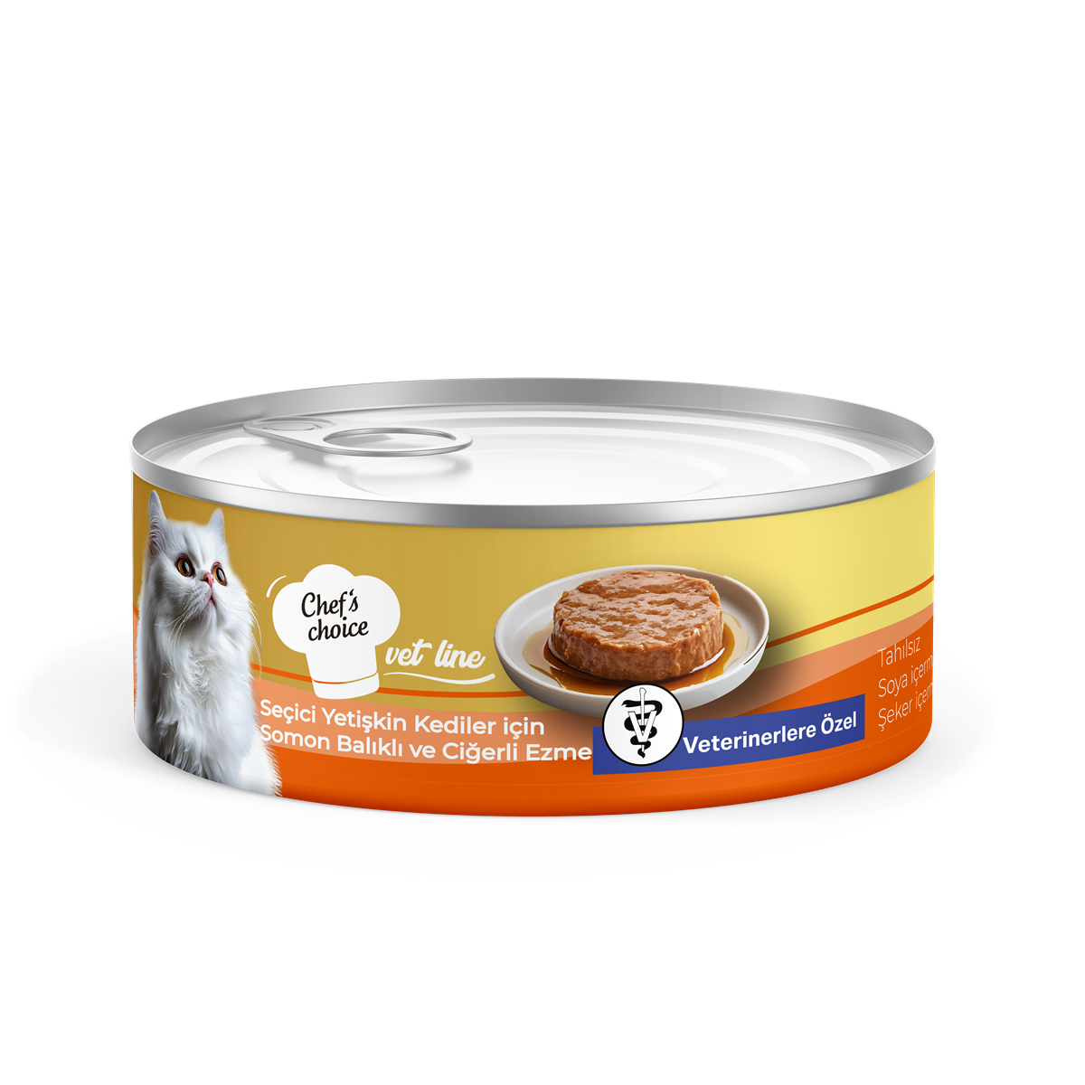Chefs Choice Vet Line Yetişkin Kediler için Somon Balıklı & Ciğerli Ezme Yaş Mama 80 gr 1