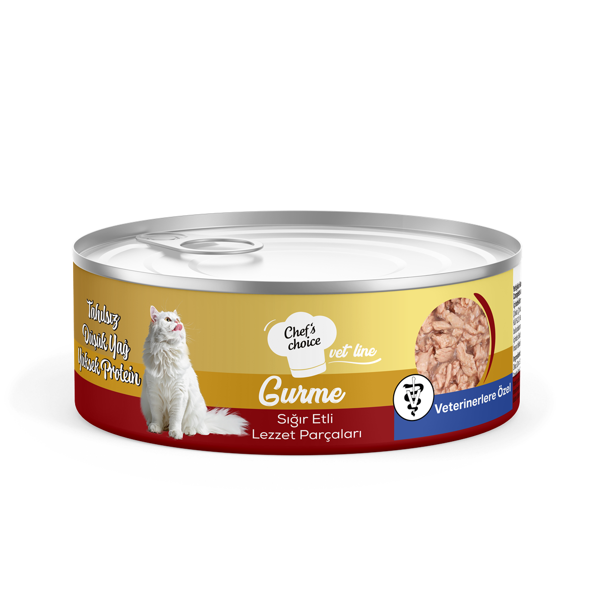 Chefs Choice Vet Line Gurme, Yetişkin Kediler için Soslu Sığır Eti Parçacıklı Yaş Mama 85 gr 1