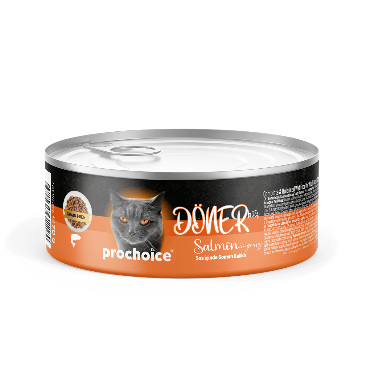 Prochoice Döner Salmon, Sos İçinde Somon Balıklı Tam & Dengeli Yetişkin Kedi Maması 70 gr 1