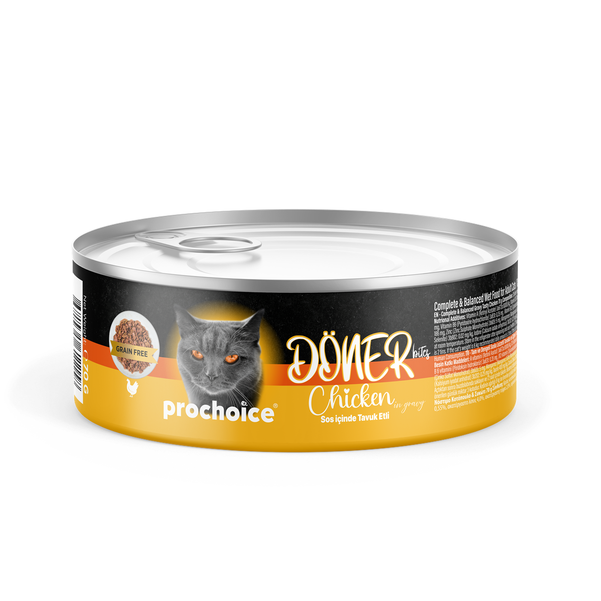 Prochoice Döner Chicken, Sos İçinde Tavuk Etli Tam & Dengeli Yetişkin Kedi Maması 70 gr 1