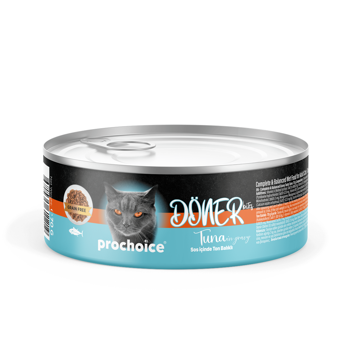 Prochoice Döner Tuna, Sos İçinde Ton Balıklı Tam & Dengeli Yetişkin Kedi Maması 70 gr 1