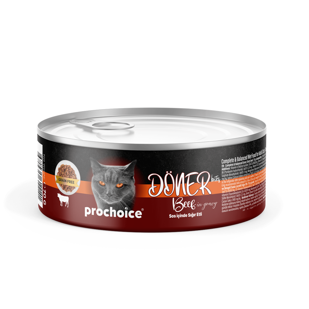 Prochoice Döner Beef, Sos İçinde Sığır Etli Tam & Dengeli Yetişkin Kedi Maması 70 gr 1