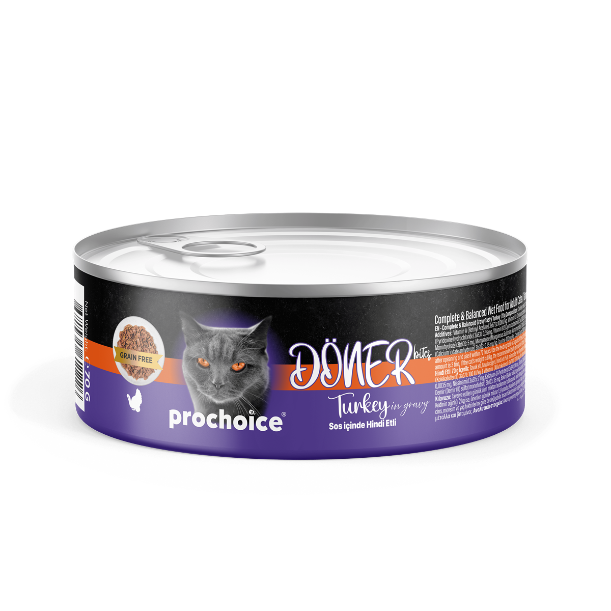 Prochoice Döner Turkey, Sos İçinde Hindi Etli Tam & Dengeli Yetişkin Kedi Maması 70 gr 1