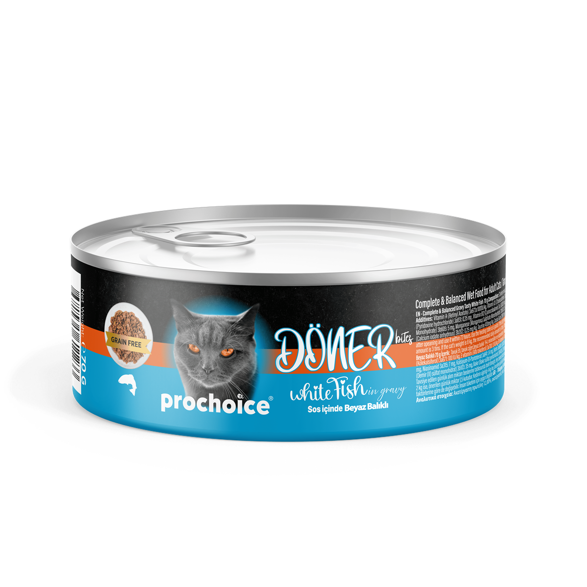 Prochoice Döner White Fish, Sos İçinde Beyaz Balıklı Tam & Dengeli Yetişkin Kedi Maması 70 gr 1
