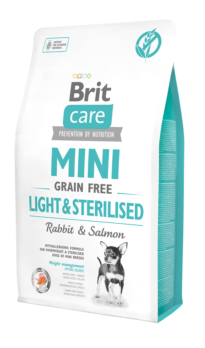 Brit Care Mini Irk Kısırlaştırılmış Köpekler İçin, Tahılsız, Hipoalerjenik Tavşan Etli Ve Somonlu Kuru Mama 2 kg 1