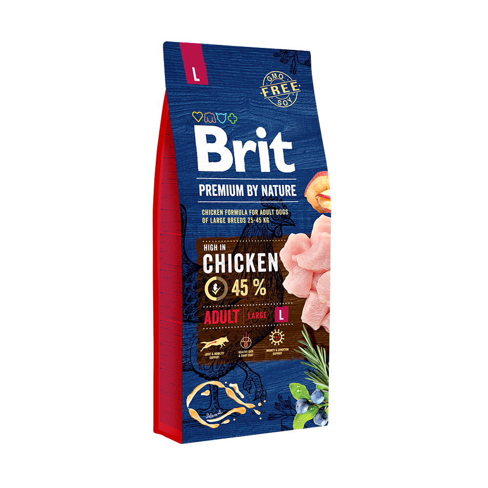 Brit Premium By Nature Büyük Irk Yetişkin Köpekler İçin, Tavuk Etli Kuru Mama 15 kg 1