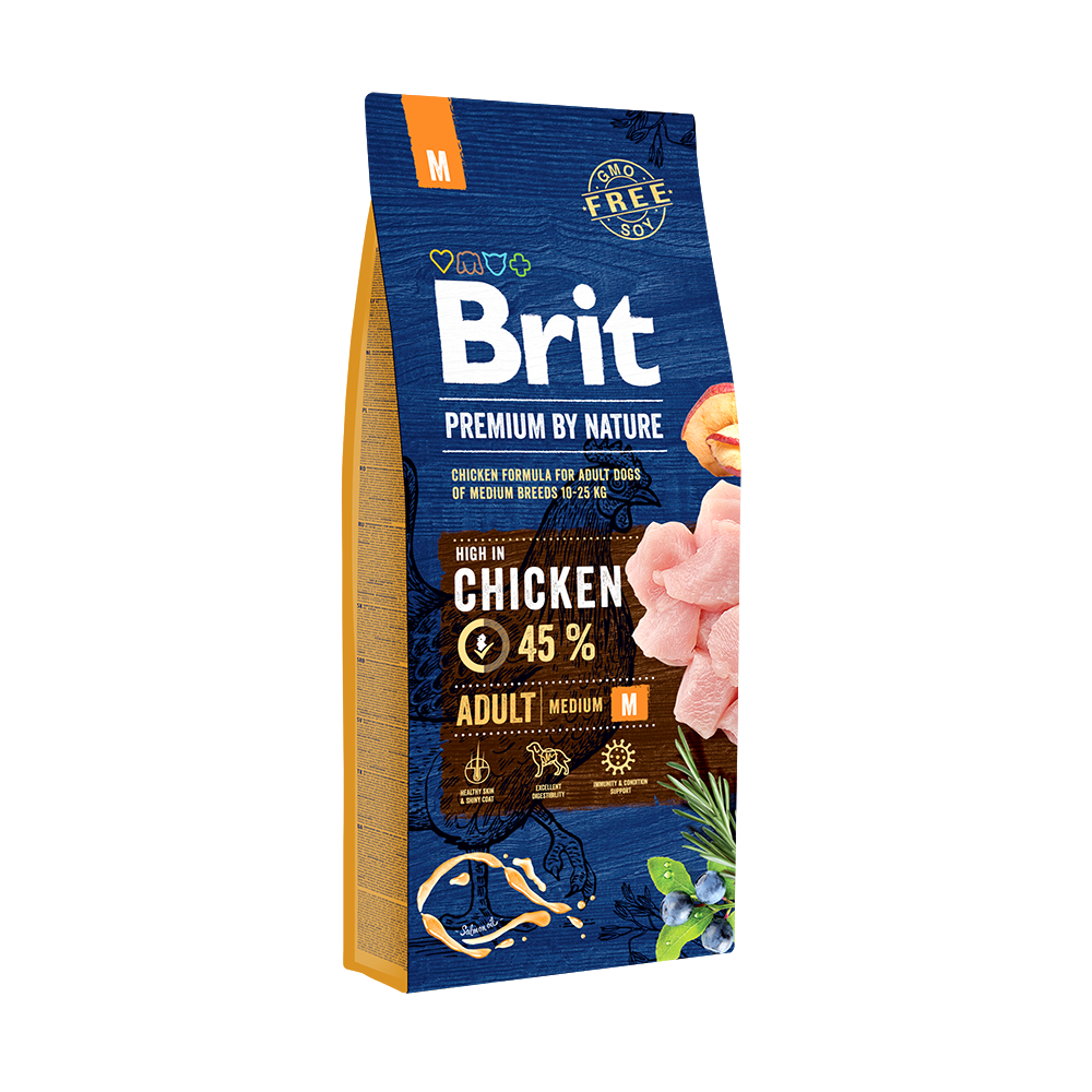 Brit Premium By Nature Orta Irk Yetişkin Köpekler İçin, Tavuk Etli Kuru Mama 15 kg 1