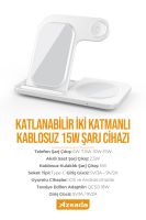 Azeada  PD-W8 Wireless Magsafe 3in 1 15 Watt Sarj Cihazi Beyaz - 9