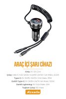 Azeada PD-C37 Kablolu  Araç Şarjı Siyah - 5