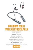 Azeada AZ-BN02 Boyun Askılı    Bluetooth Kulaklık Siyah - 5