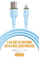 Azeada  AZ-B08i 1mt Silikon Data Kablosu Mavi - 4