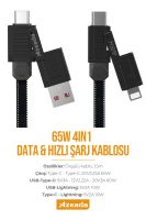 Azeada  AZ-B06th 1.5mt 4 lü konteyner Data Kablosu Siyah - 7