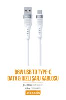 Azeada Type C AZ-B02a 1.3mt Sarj Kablosu Beyaz - 4