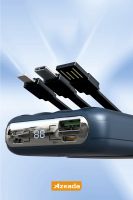 Azeada AZ-P19 22,5W 10000mAh Power Bank Dahili Kablolu Mavi - 9