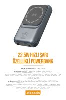 Azeada AZ-P19 22,5W 10000mAh Power Bank Dahili Kablolu Mavi - 10