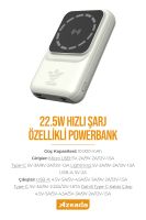 Azeada AZ-P19 22,5W 10000mAh Power Bank Dahili Kablolu Beyaz - 5