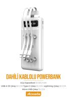 Azeada PD-P92 2,1A 10000mAh Power Bank Dahili Kablolu Beyaz - 9