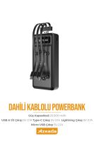 Azeada PD-P93 2,1A 20000mAh Power Bank Dahili Kablolu Siyah - 4