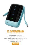 Azeada AZ-P01 22,5W 10000mAh Power Bank Dahili Kablolu Mavi - 10