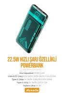 Azeada AZ-P17 22,5W 10000mAh Power Bank Mavi - 10