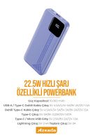 Azeada AZ-P10 22,5W 10000mAh Power Bank Dahili Kablolu Mor - 15