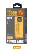 Azeada AZ-P10 22,5W 10000mAh Power Bank Dahili Kablolu Sari - 17