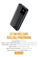 Azeada AZ-P10 22,5W 10000mAh Power Bank Dahili Kablolu Siyah - 5