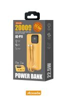 Azeada AZ-P11 22,5W 20000mAh Power Bank Dahili Kablolu Sari - 12