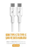 Azeada Type C to Type C PD-B82a 1mt 60W Data Kablosu Beyaz - 4