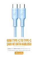Azeada Type C to Type C PD-B82a 1mt 60W Data Kablosu Mavi - 9